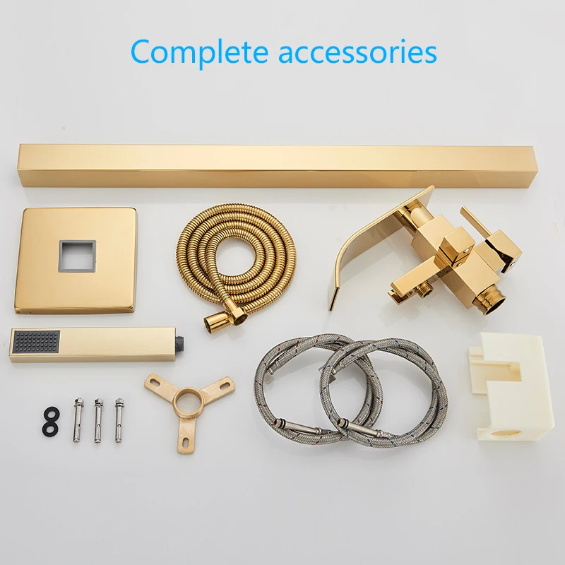 Golden Bathtub Shower Faucet Floor Mounted Bathroom Shower Mixer Tap Free Standing Waterfall bathtub faucet shower faucet