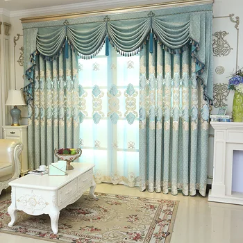 

Jane Europe Low-key Luxury Chenille Hollow Embroidery Curtains for Living Dining Room Bedroom.
