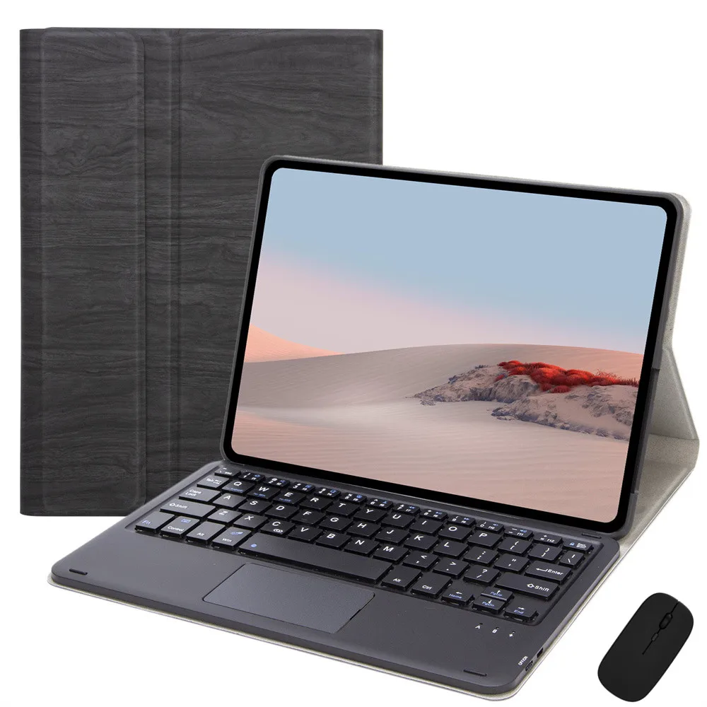 Custodia In Pelle Sottile Stile Legno Per Microsoft Surface Go 3 2 1 Cover Stand Smart Tablet Shell Teclado Con Tastiera Touchpad Funda