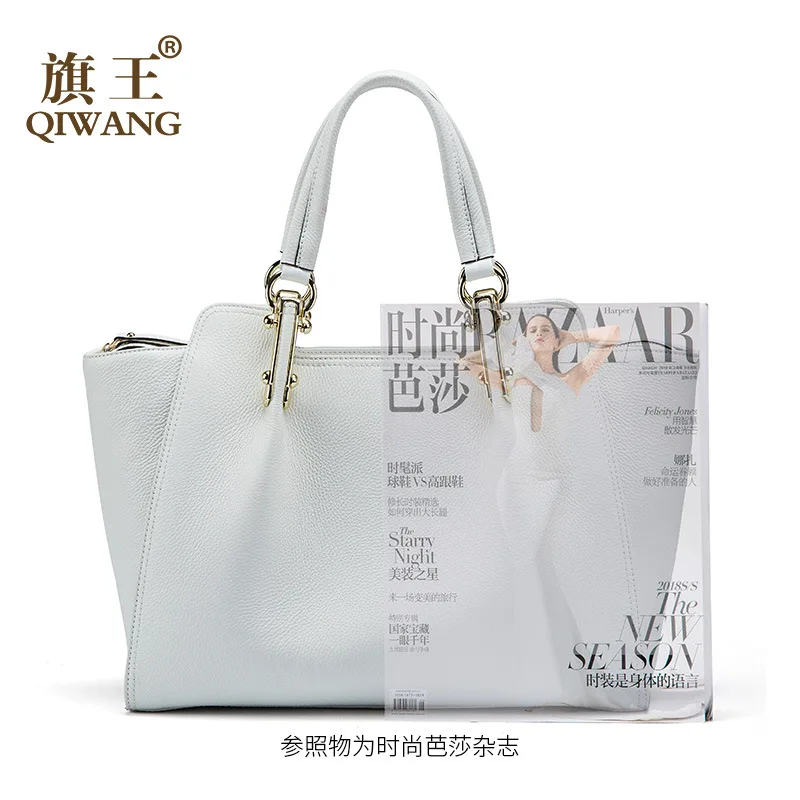

Wang Leather Bag Women's 2019 New Style Full-grain Leather Fashion Simple Handbag Shoulder Big Bag Mommy Bag