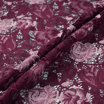 

Dark red rose high-end heavy water soluble lace fabric for dress ткань ткани bazin riche getzner tissu african telas tissus DIY