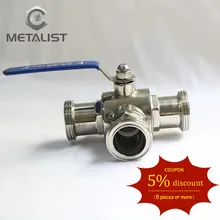 Металлист трубы OD 89 мм SS304 нержавеющая сталь санитарно 3 ходовой шаровой клапан Т порт наконечник тип подходит 3," 106 мм три зажима