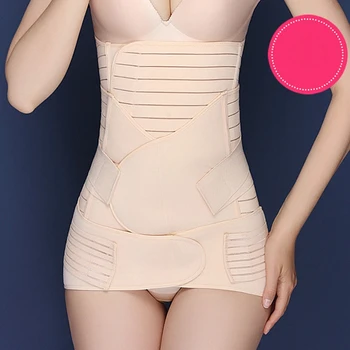 

DaiLiXiang 3 in 1 Postpartum Belt Body Recovery Shapewear Belly Slim Waist Cinchers Breathable Trainer Corset Beige XL