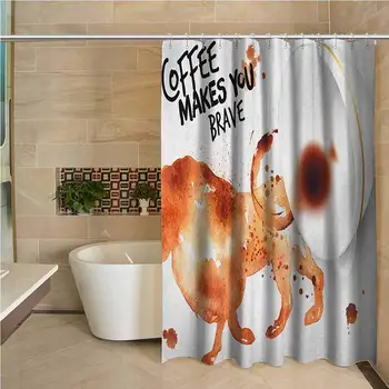 

Coffee Art 3D Printed Shower Curtain Be Brave and Courageous Inspiration Motivation Nature Wild Lion Hotel Quality Machine