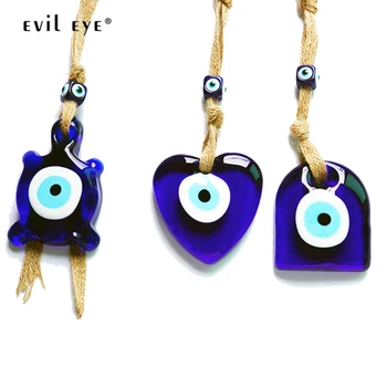 

EVIL EYE Glass Fish Tortoise Heart Pendant Wall Hanging Blue Turkish Eye Keychain Car Decorations for Office Home Living Room