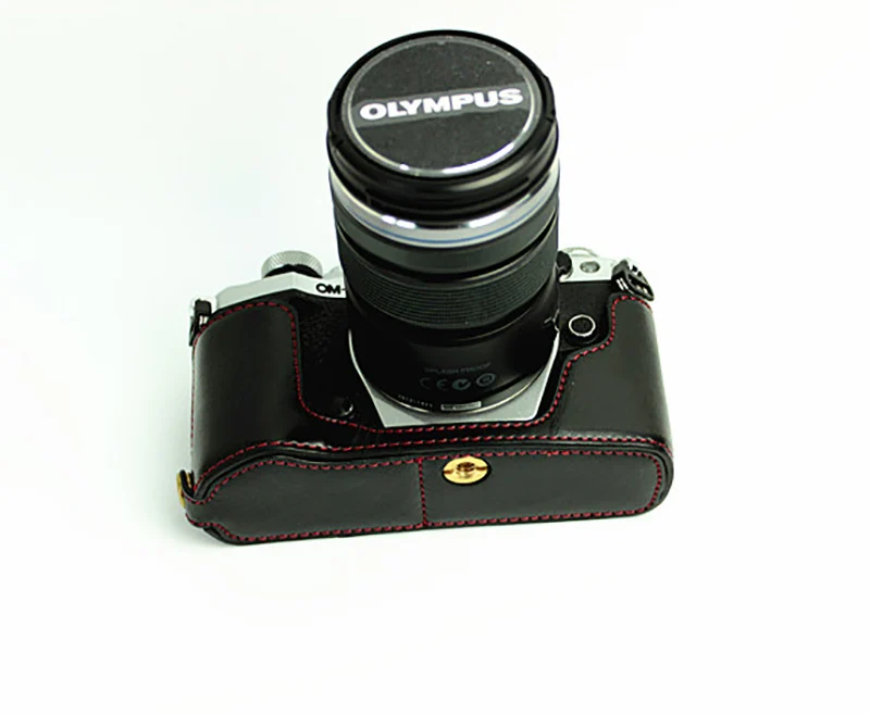 Из искусственной кожи чехол Половина крышка Камера сумка для Olympus E-M5 Mark ii EM5 MarkII em5II протектор оболочки с отверстием батареи