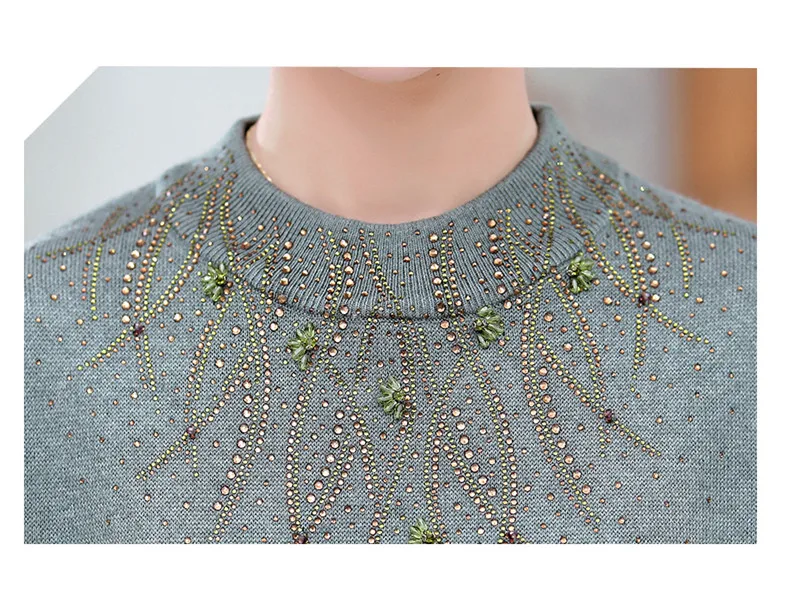 XJXKS зима теплый толстый женский свободный свитер с высоким воротом плюс размер кашемировый трикотажный свитер темперамент костюм для мамы