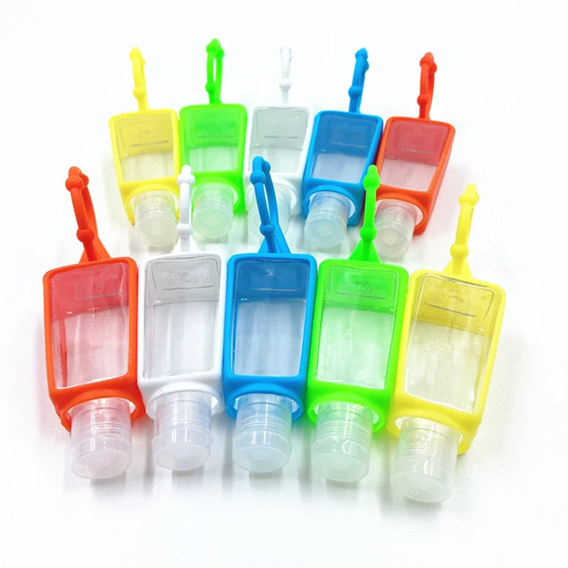 1Pc Mini Hand Sanitizer Sub Bottle 30ml Portable Traveling Refillable Bottle Silicone Protective Cover Storage Container