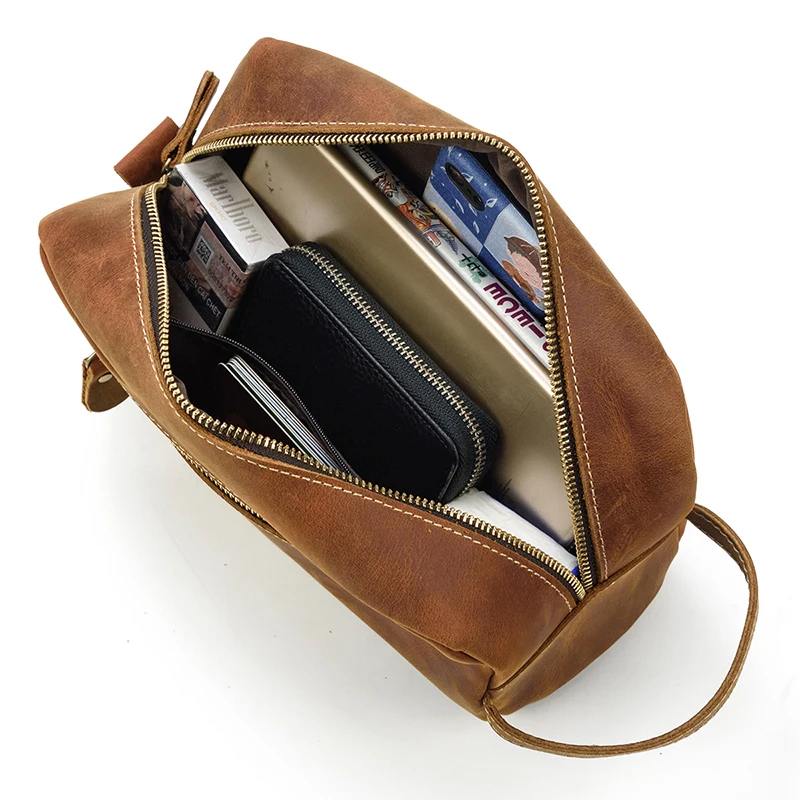 Мужская деловая сумка-кошелек из натуральной кожи, винтажная Сумка-тоут из воловьей кожи для IPad Mini, деловая сумка из воловьей кожи, кожаная сумка на молнии Aroud
