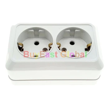 

Duplex 2 Way EU Schuko (Type F) Surface Wall Mount Power Socket AC 250V 16A CE Cert