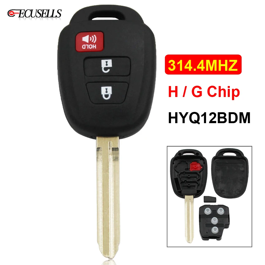 3 кнопки дистанционного ключа автомобиля FCC ID: HYQ12BDM 314,4 МГц H/G чип для Toyota Prius C V 2012- для Toyota Rav4 2013