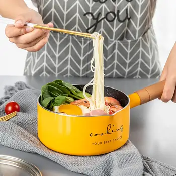 

16CM Baby Food Supplement Pot Porridge Small Milk Pot Baby Stew Pot Children Non-Stick Pan With Handle