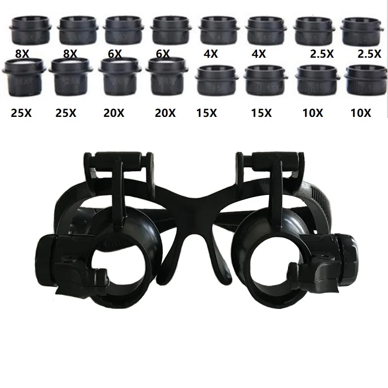 Upgrade 4X 6X 8X 10X 15X 20X 25X LED Headband Magnifying