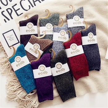 

New Model Cotton Solid Color More Thick Women Socks Winter Warm Socks Cotton Breathable Sweat-absorbing Socks Women