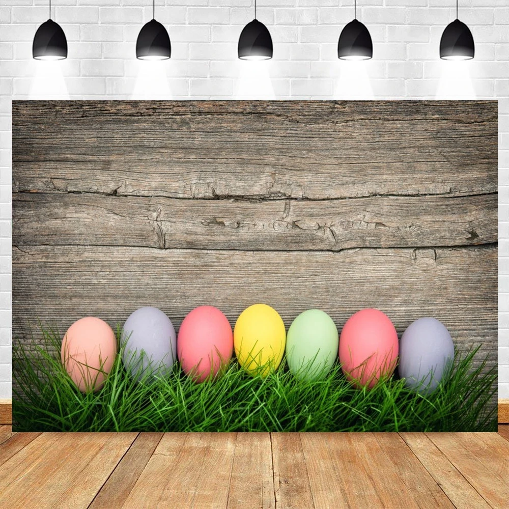 

Spring Easter Eggs Grassland Wood Floor Baby Portrait Birthday Backdrop Vinyl Photography Background For Photo Studio Photocall