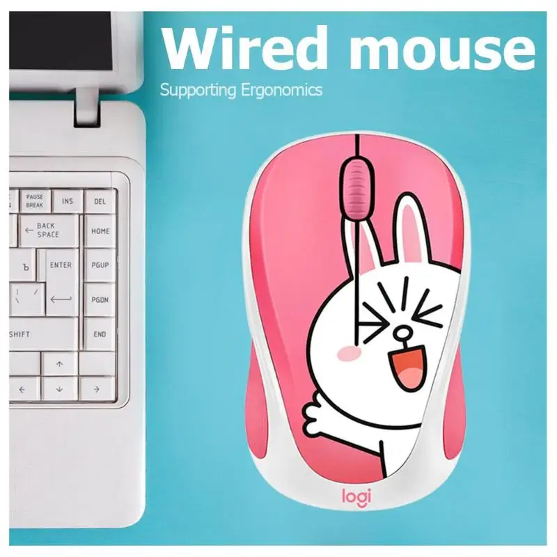 Logitech Милая мультяшная розовая беспроводная мышь USB оптическая компьютерная мини