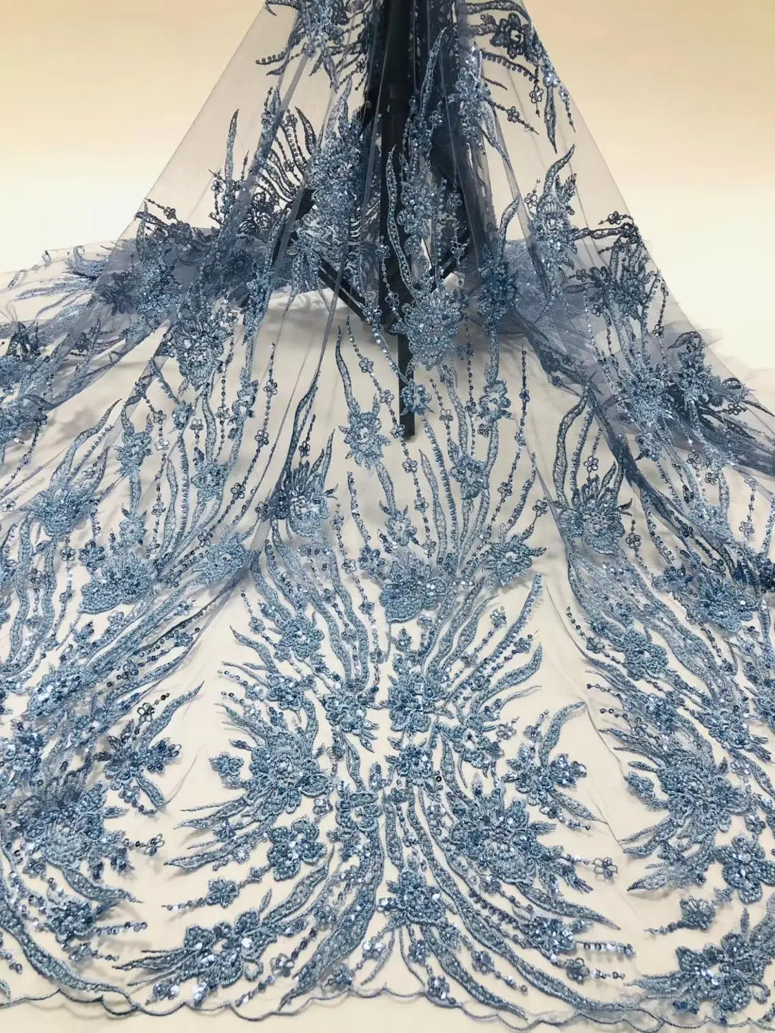 5 ярдов jhl02-1 синий# ручной работы филиал бусины хорошего качества; обувь с вышивкой; с сетчатыми вставками, кружевной ткани для распиловки br торжественное платье