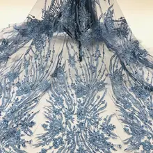 5 ярдов jhl02-1 синий# ручной работы филиал бусины хорошего качества; обувь с вышивкой; с сетчатыми вставками, кружевной ткани для распиловки br торжественное платье