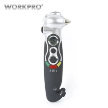 WORKPRO 8 в 1 цифровой шинный манометр с магнитный держатель для ножей Стекло выключатель автомобиля инструменты спасения аварийный молоток безопасности ленточный резак