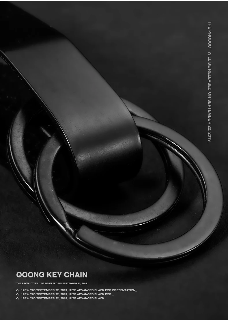 QOONG, высокое качество, прочный металлический брелок, мужской брелок из нержавеющей стали, пряжка, карабин, зажим, разъемное кольцо, брелок, черный цвет