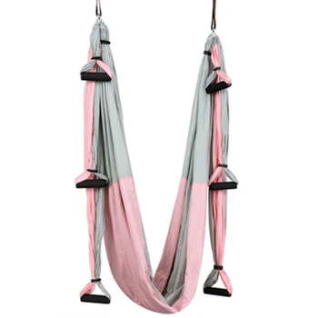 

Aerial Yoga Hammock Set Antigravity Yoga Swing Ultra Strong for Air Yoga Inversion Hanging Exercises-Pink+Grey