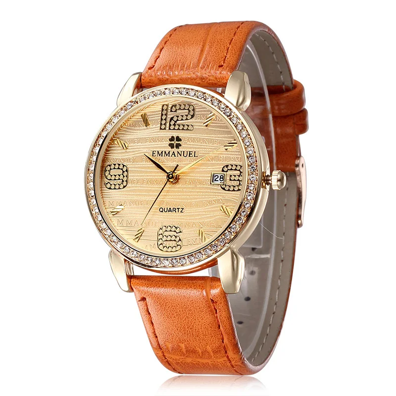

New Listing Women Crystal Rhinestone Watch Fashion Luxury Gold Leather Women Watch Hot Women Gift Relogio Feminino Reloj Mujer