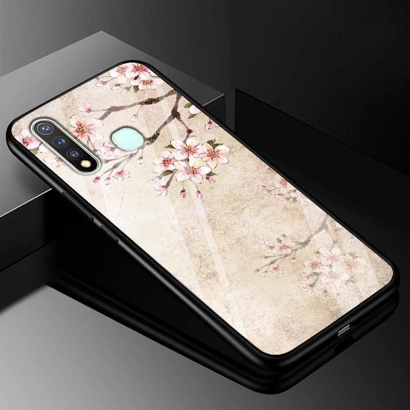 ДЛЯ VIVO Y19 чехол Y11 PC Пластиковый стеклянный чехол для телефона черный ТПУ бампер чехол для VIVO Y11 Y5S U3 VIVOY19 Y19 задняя крышка Y 19 - Цвет: 05