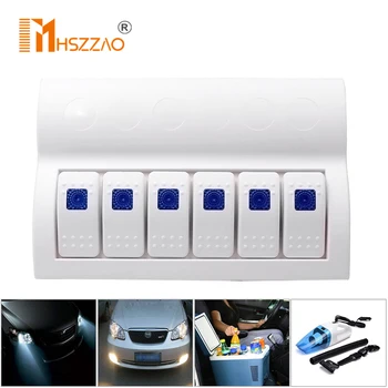 

12-24V Car Universal Switch Panel Combination With LED Light 6-Bit White Switch Combination Panel For Ship Yacht RV Bus Etc