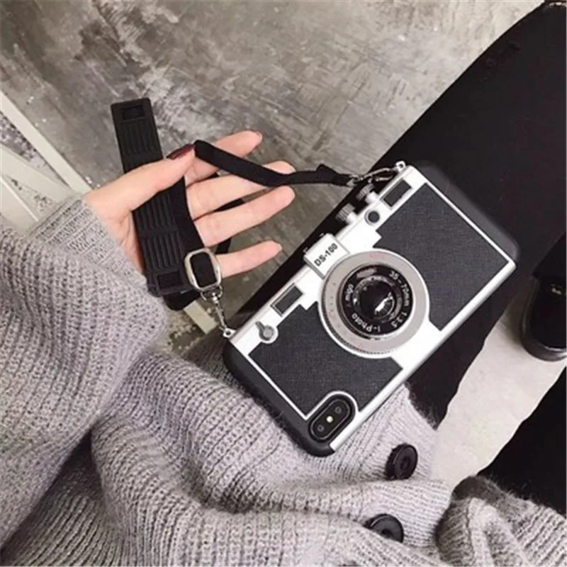 

Fashion 2 IN 1 Shockproof Cute Retro Camera Lanyard Fitted Case Cover For Huawei P30 Mate 30 Pro Nova 5 Pro Nova 5i For Vivo 20X