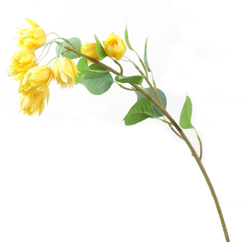 Yellow Красивый белоснежный Лотос ветвь цветка шелк искусственный Цветы Свадебные украшения домашний стол центральный Декор Флер искусственное - Цвет: Yellow