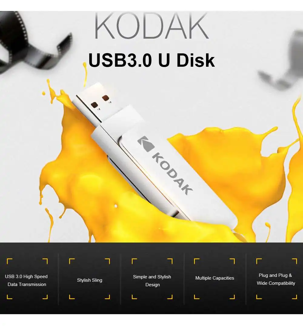 Kodak K133 флеш-накопитель USB 3,0 металлический USB флеш-накопитель 16 ГБ 32 ГБ карта памяти USB 3,0 64 Гб 128 ГБ U диск 256 ГБ Флешка USB флешка