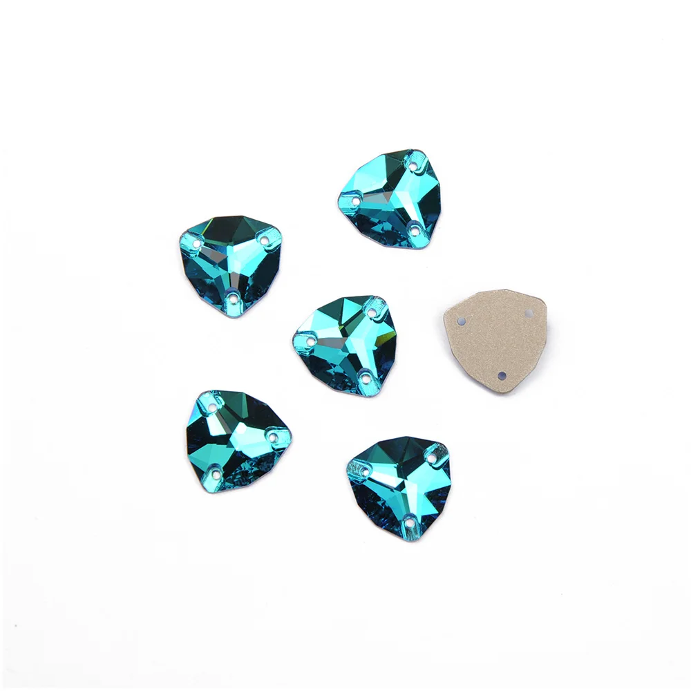 Разноцветные стразы из настоящего кристалла K9, 3272 триллианты, пришитые камни, кристаллы, пришитые стразы, аксессуары для одежды DIY - Цвет: Blue zircon