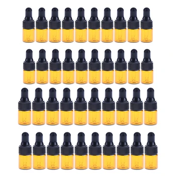 

40 Pcs 1ml & 3ml Mini Glass Empty Essential Oil Dropper Bottles for Liquid Sample Oil Perfume Aromatherapy