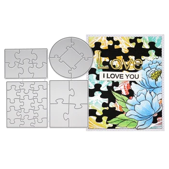 

Metal Cutting Dies Puzzle Frames For DIY Scrapbooking Card Cut Die Mould and Stamps Making Album Stencil 4Pcs