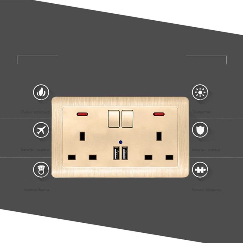 Стандарт Великобритании переключаемая розетка 146 типа 13A с двойным Usb настенный, мощность панели(вилка Великобритании