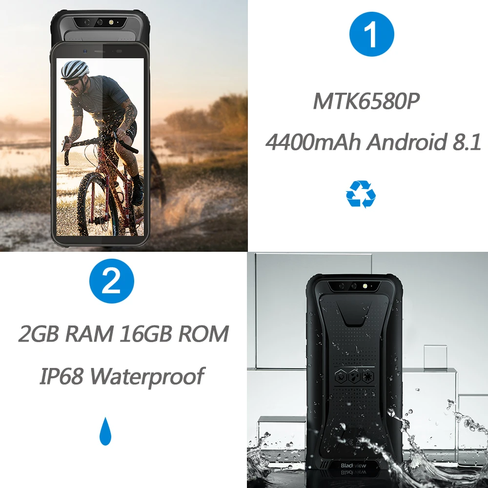 Blackview BV5500 Водонепроницаемый смартфон с 5 дюймовым дисплеем четырёхъядерным