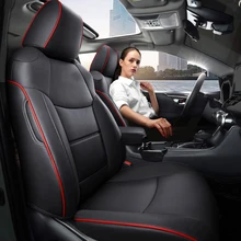 Custom Luxury Design Styling Car Seat Covers For Toyota Rav4 2020 2021 Xa50 With Waterproof Leatherette Fit Full Set (Coffee)