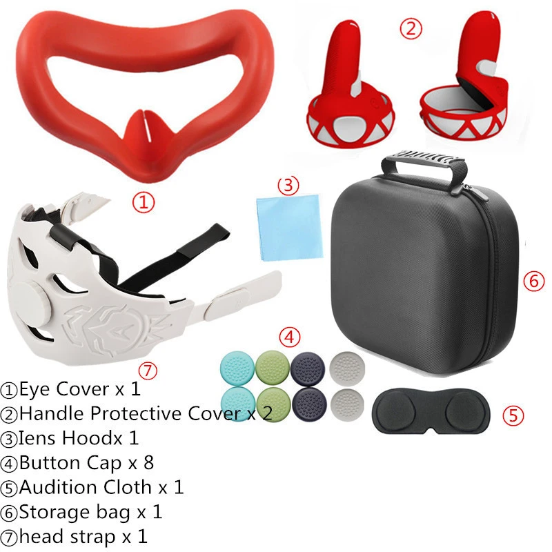 VR Protective Cover Set For Oculus Quest 2 VR Touch Controller Shell Case With Strap Handle Grip For Oculus Quest 2 Accessories