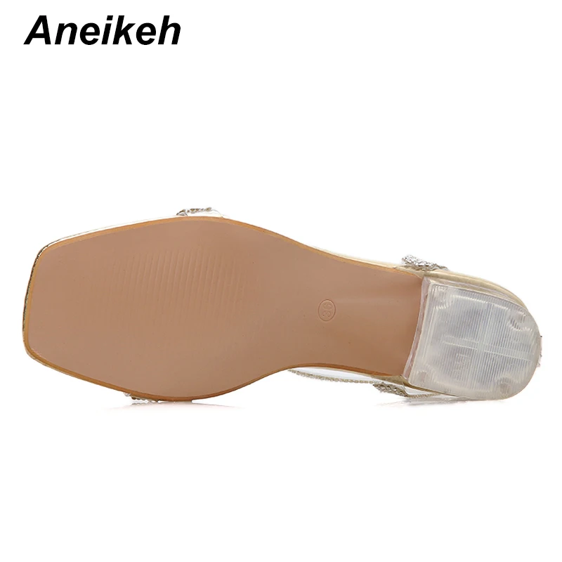 Aneikeh/модные блестящие стразы; прозрачные босоножки из пвх; женская обувь; босоножки на высоком каблуке 5 см с открытым носком; летняя обувь для вечеринок