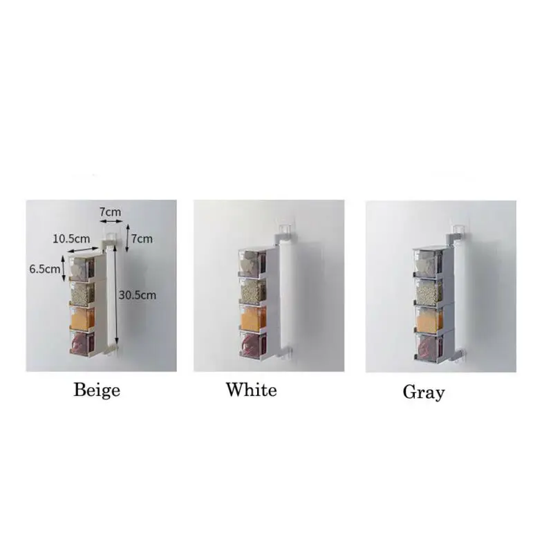 Новое настенное крепление 4 слоя вращающаяся емкость для приправ коробка для хранения кухонный Органайзер