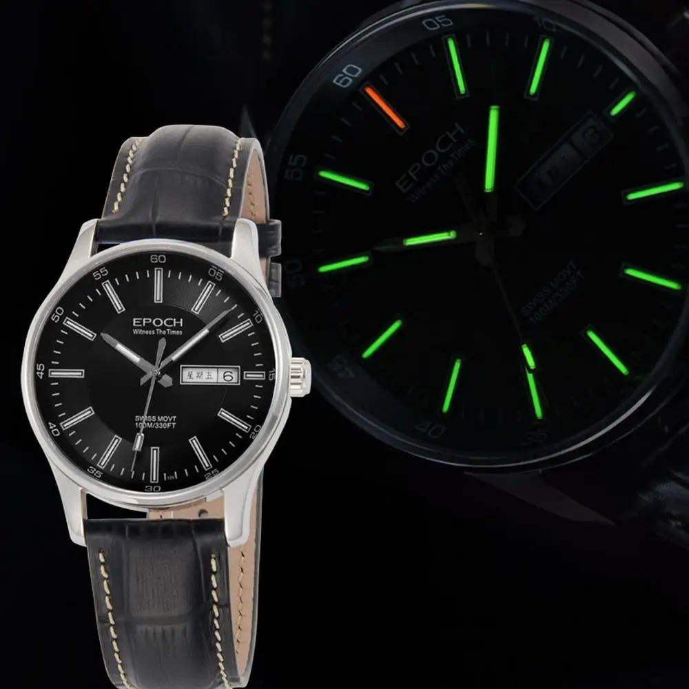 Мужские часы с Тритием, мужские кварцевые наручные часы Epoch, люксовый бренд T25, светящиеся водонепроницаемые наручные часы reloj hombre 6021G - Цвет: watch men p8