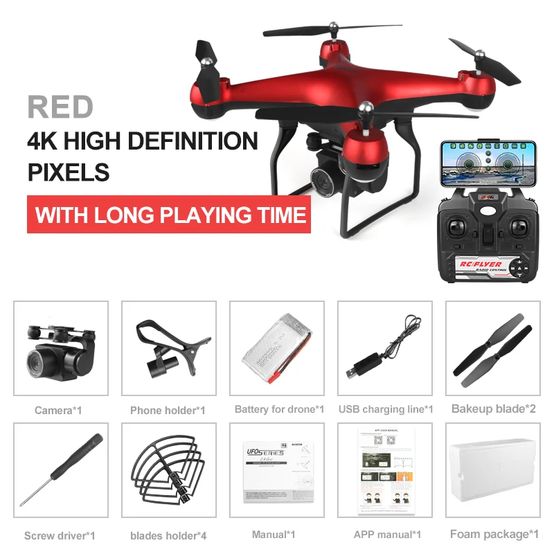 F68 Toys ABS Optical Flow RC Quadcopter Headless Mode Drone Real Time HD Camera Flying Gift Helicopter Track Flight Stable