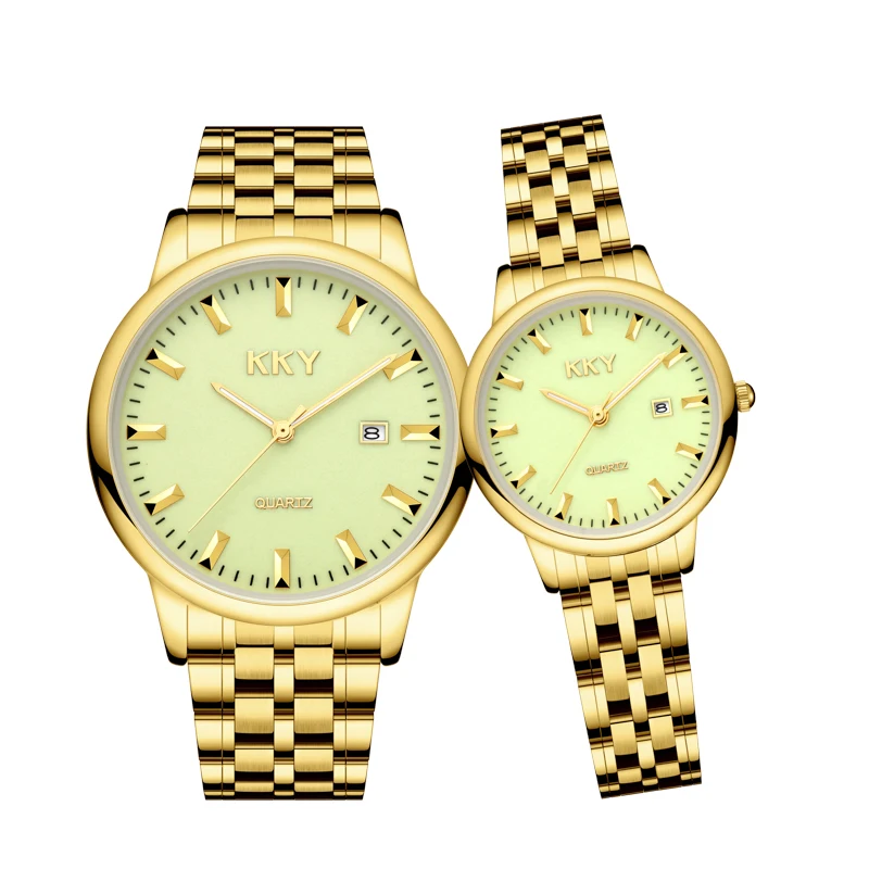 KKY New Brand Creative Golden Briquette Design Quartz Men Women Watches Relogio Masculino Luxury Wrist Watches Female Male Clock 
