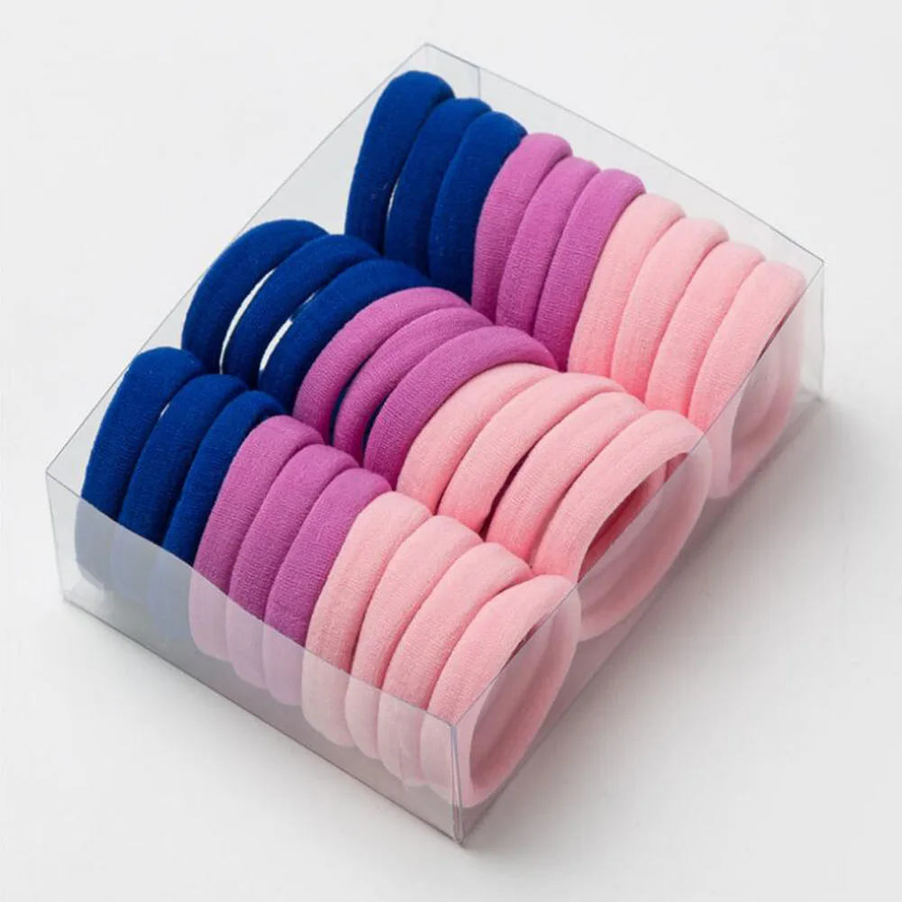 30PCS Women Girls 4CM Colorful Polyester Elastic Hair Bands Ponytail Holder Rubber Bands Scrunchie Headband Hair Accessories