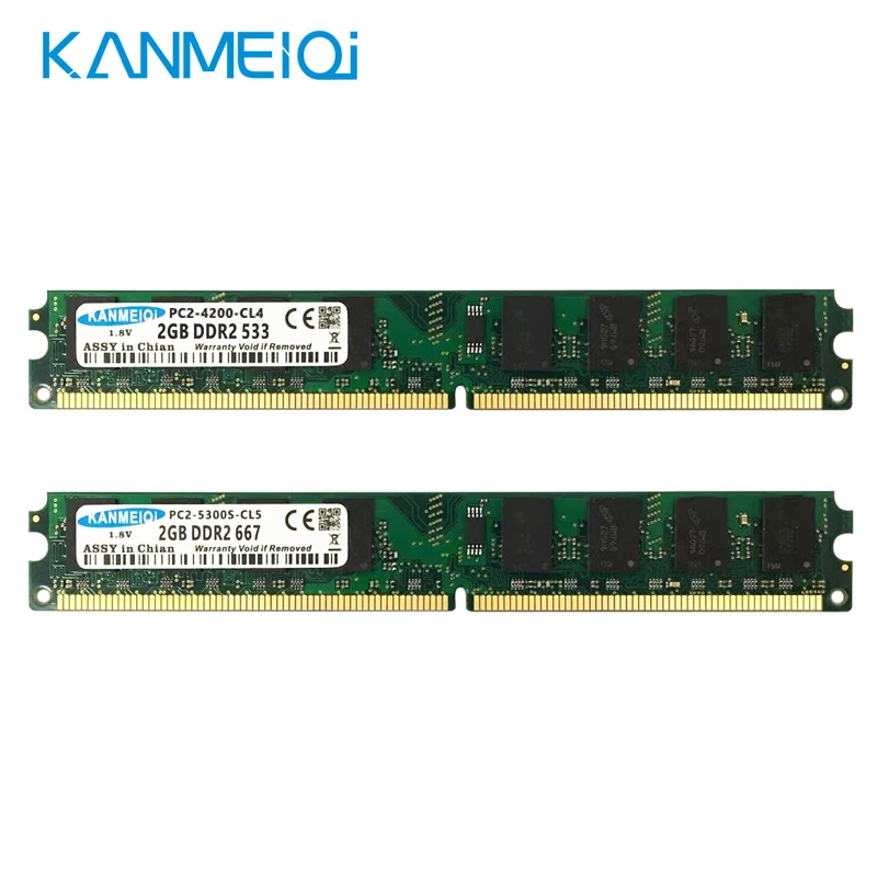 KANMEIQi ddr2 4 Гб(2 шт x2гб) 667 МГц ram 533/800 МГц Настольный PC2-5300S-CL5 памяти Dimm 240pin 1,8 в