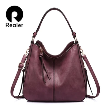 

REALER women shoulder bag handbags crossbody bag female casual large totes high quality artificial leather hobo messenger bag
