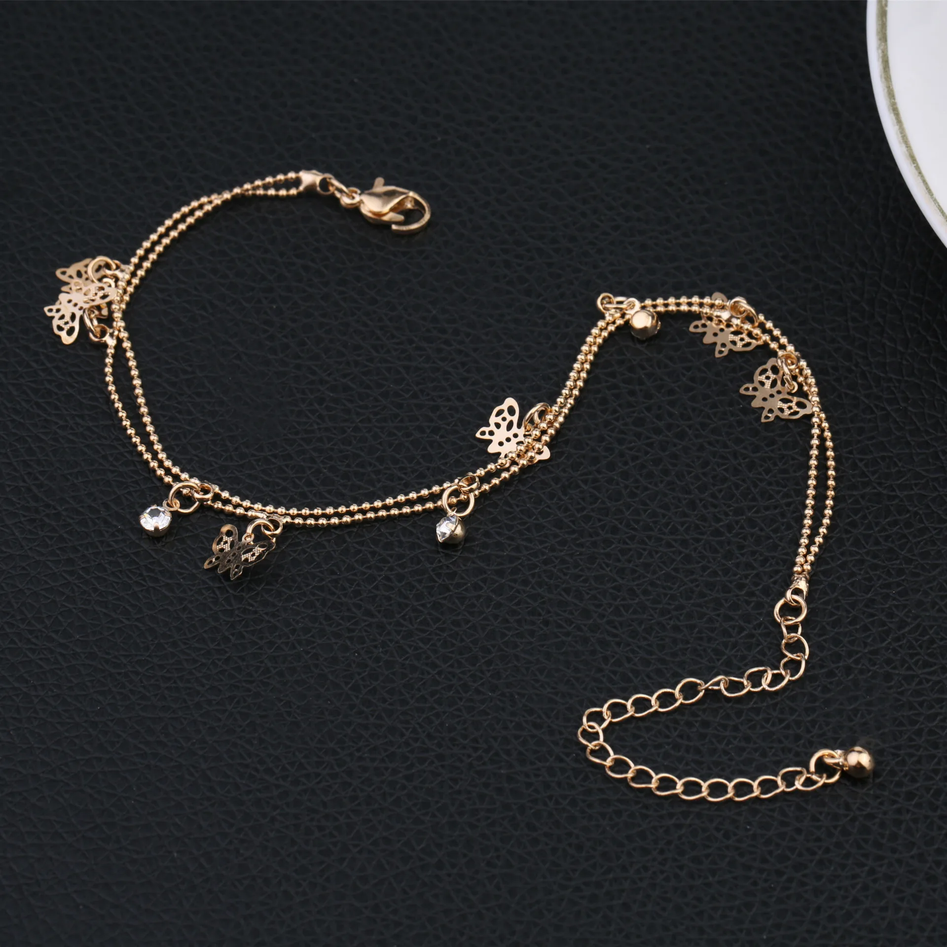 AliExpress,, аксессуары, украшения для ног, Европа и Америка, стиль, ручная бижутерия, двойной слой, браслет на ногу с бабочкой, мода