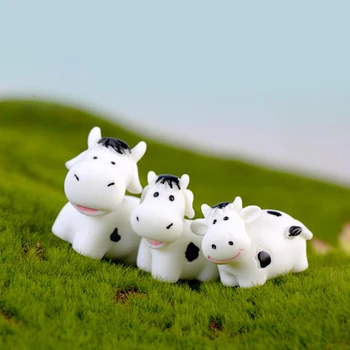 Bydło mleczne Model zwierzęcia śliczna krowa ogrodnictwo wystrój Bonsai rzemiosło żywiczne miniaturowe dekoracje ogrodowe krowa figurki miniaturowe tanie i dobre opinie YOWEI CN (pochodzenie) Zwierząt Duszpasterska Z żywicy