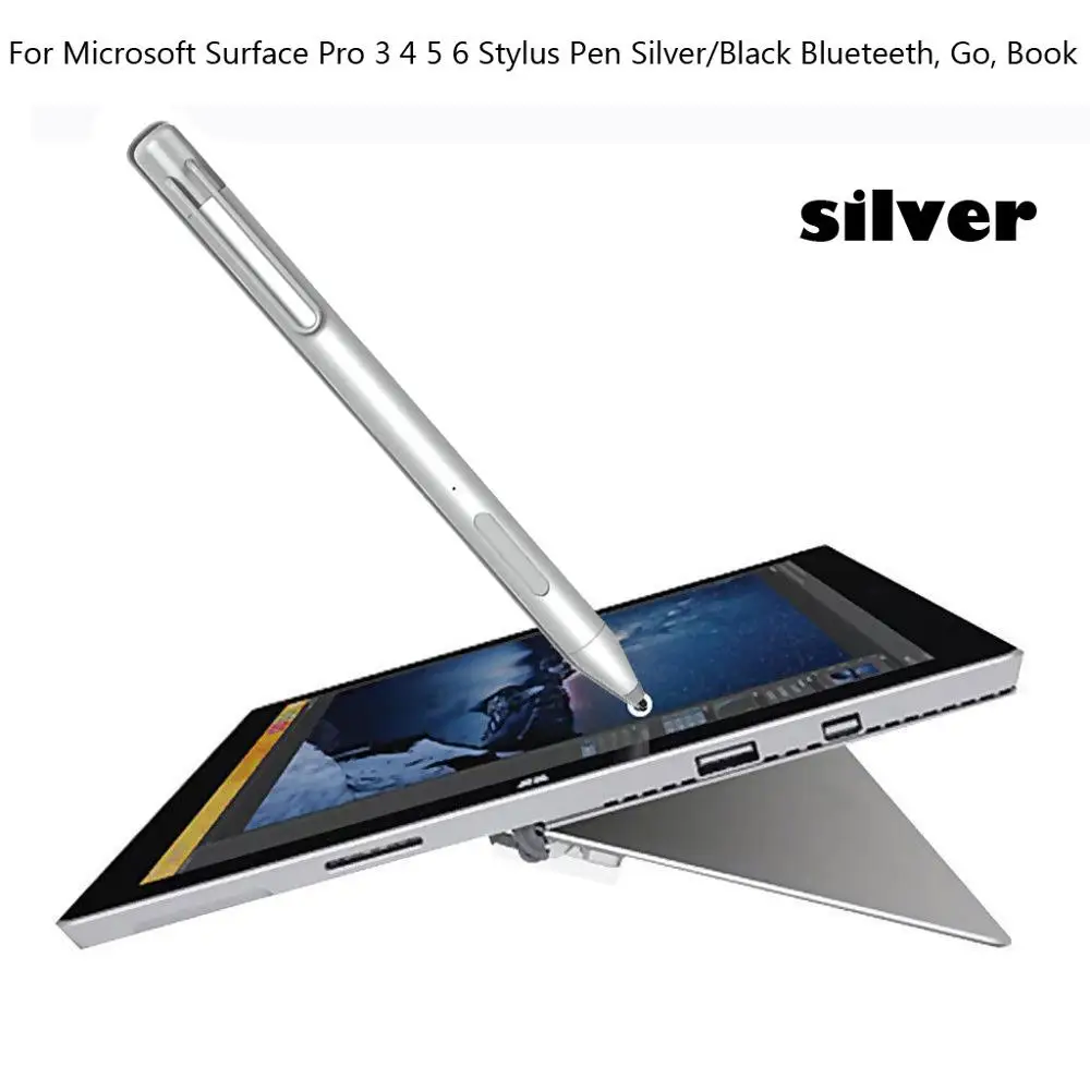 Стилус для microsoft Surface Pro 3 4 5 6 серебристый/черный Blueteeth, Go, Book HD Lumber Nib, более гладкий более точный 1015