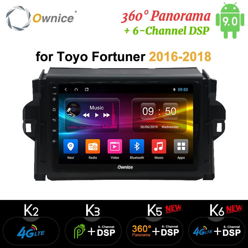 Ownice k3 k5 k6 Android 9 0 Восьмиядерный подходит для TOYOTA Fortuner / SW4 2015 2016 2017 автомобильный 360